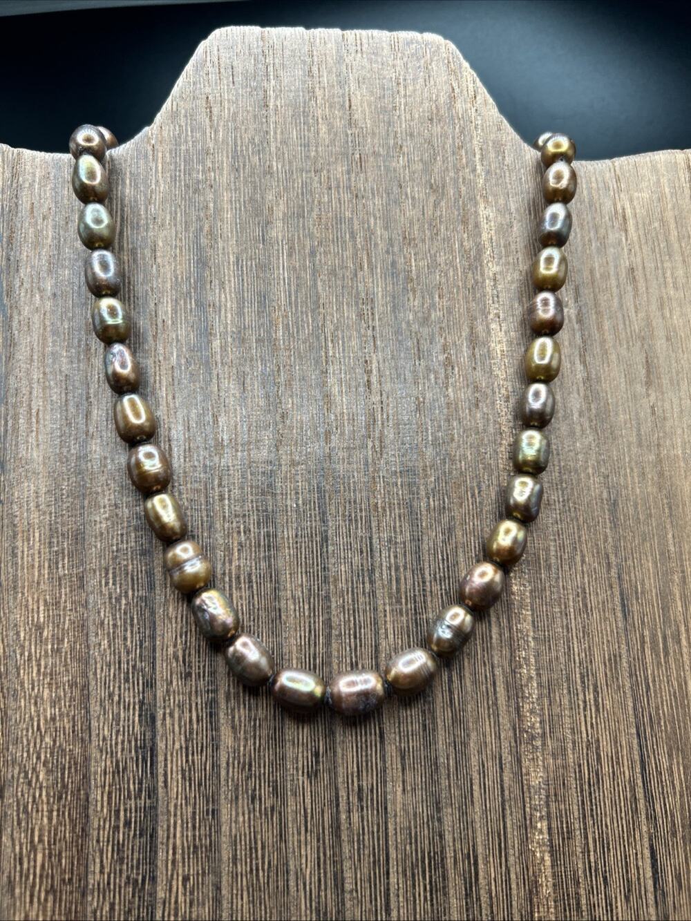 Knotted Freshwater Potato Pearl Necklace 18” Browns